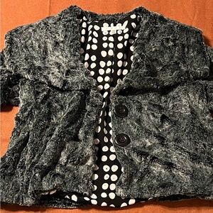 CAbi Chincilly Gray Faux Fur Cropped Jacket